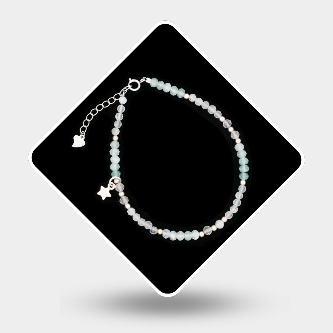 Vòng tay đá cắt giác mix bạc s925