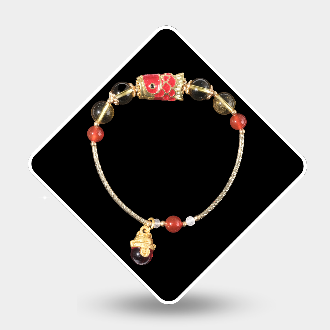 Vòng Tết 2025 + charm mèo thần tài cá chép hoá rồng