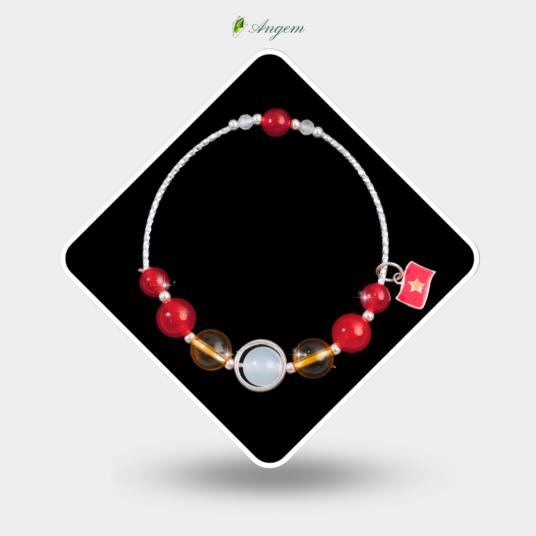 Vòng tay lá cờ Việt Nam-Bạc s925