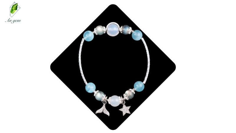 Vòng Aqua mix xà cừ charm vàng/bạc