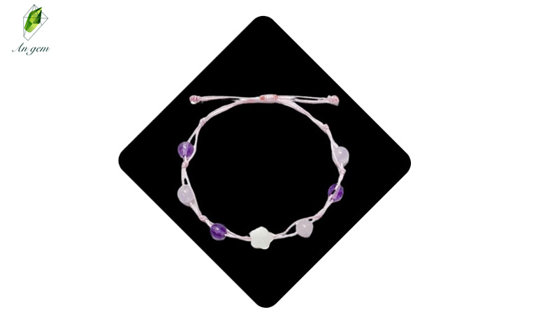 Vòng tay nữ đá tự nhiên 6 Đá Tròn Mix Đá Hoa