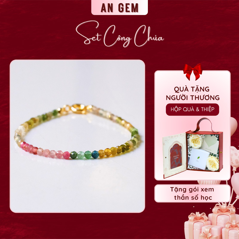 Set Công Chúa (Kèm vòng đá Tourmaline dạng móc khóa free size mạ vàng)
