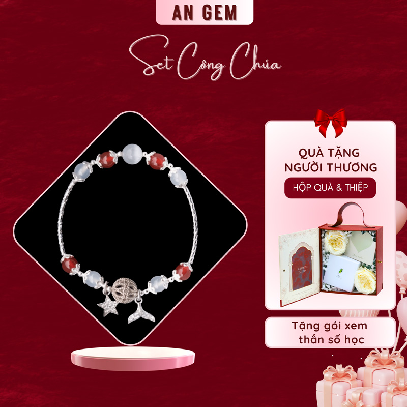 Set Công Chúa (Kèm vòng Đá mã não đỏ & mã não trắng mạ bạc)