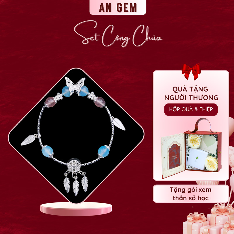 Set Công Chúa (Kèm vòng Aqua & Dâu hồng Mạ bạc)
