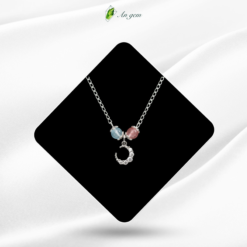 Aquamarine & Dâu hồng - Mạ bạc