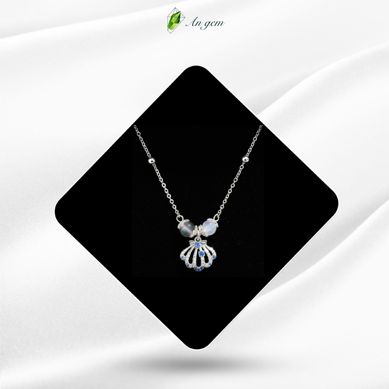 Moonstone & Xà cừ charm mạ bạc