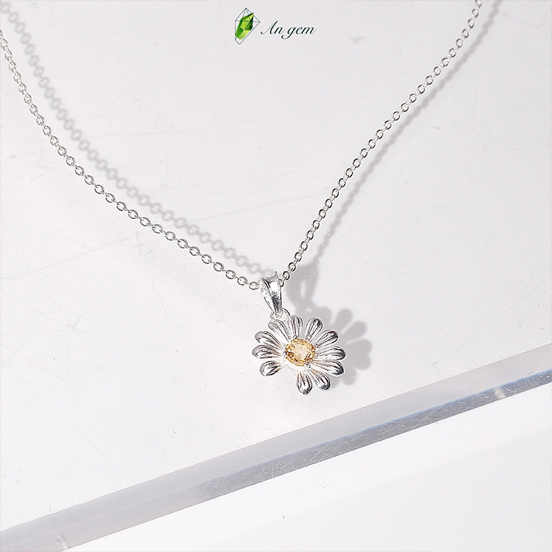 Dây chuyền bạc s925 nữ Hoa cúc mix đá