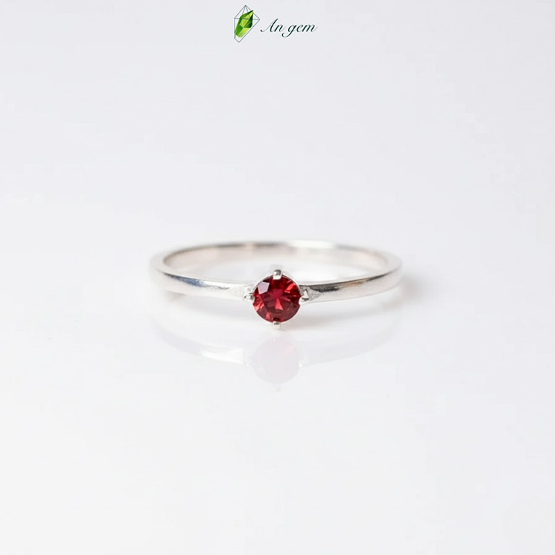 Nhẫn đá Garnet - đỏ