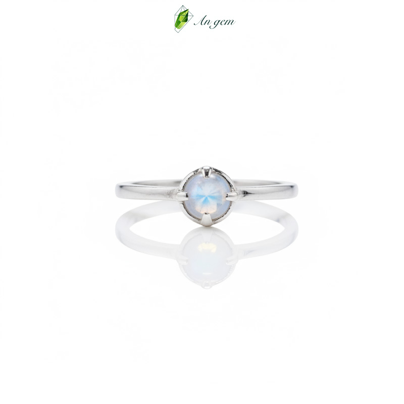 Nhẫn đá Moonstone - trắng