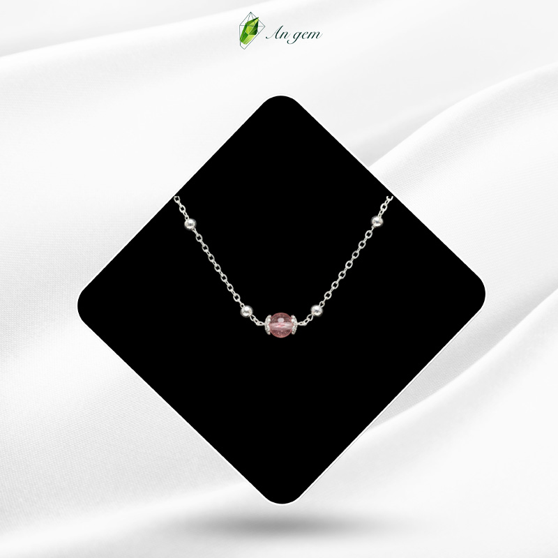 Thạch anh dâu hồng - Mạ bạc